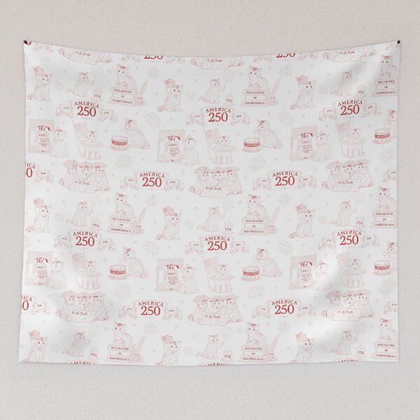 Item preview, Red of America 250 Cats Pattern, Patriotic Cat Toile, 250th Anniversary USA, Colonial Kittens, Fourth of July Cat Design designed and sold by Pharmkitty.
