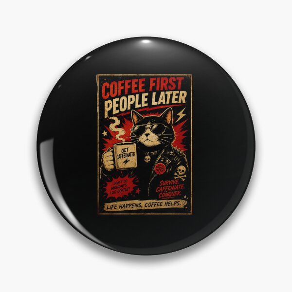 Item preview, Coffee First People Later Funny Cat Drinking Morning Brew designed and sold by Modaozushi216.