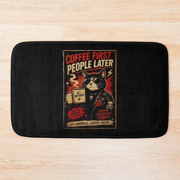 Item preview, Coffee First People Later Funny Cat Drinking Morning Brew designed and sold by Modaozushi216.