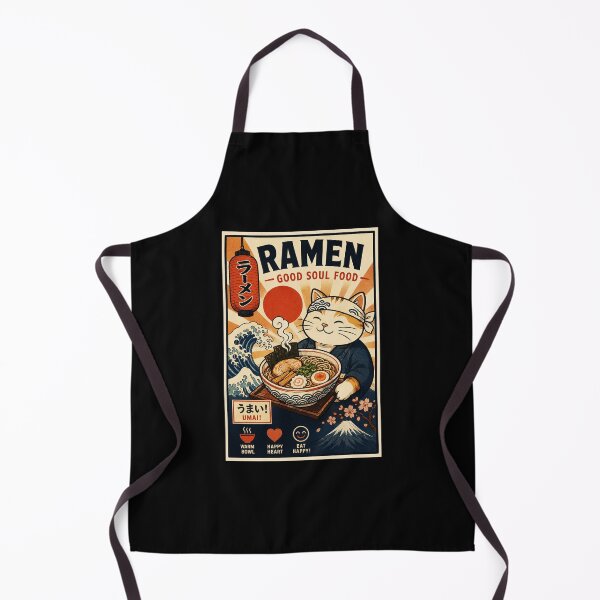 Item preview, Happy Ramen Cat Vintage Japanese Food Poster designed and sold by eliramaison.
