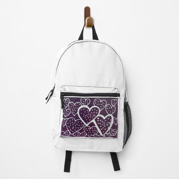 Item preview, Purple Night Hearts – Hand-Painted White Heart Pattern on Deep Plum Background designed and sold by M1234s.