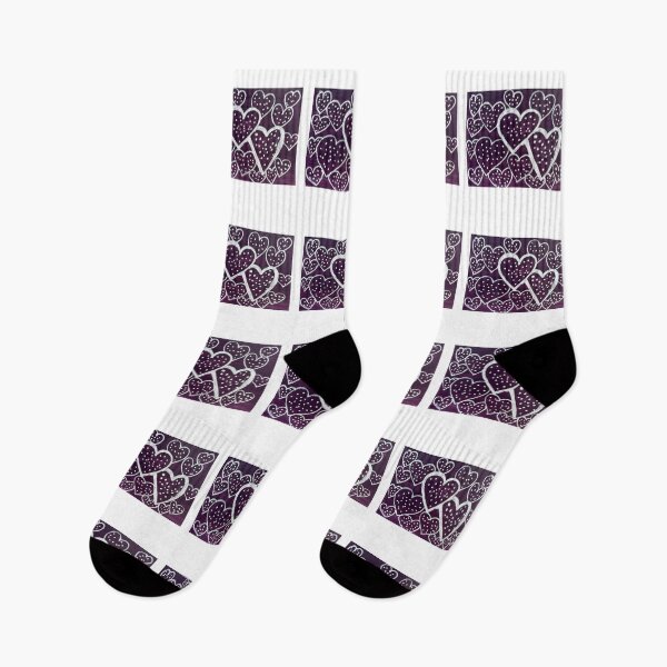 Item preview, Purple Night Hearts – Hand-Painted White Heart Pattern on Deep Plum Background designed and sold by M1234s.