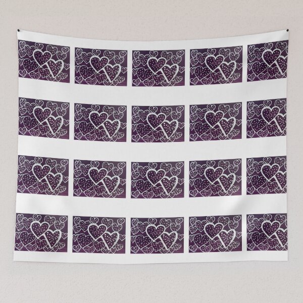 Item preview, Purple Night Hearts – Hand-Painted White Heart Pattern on Deep Plum Background designed and sold by M1234s.