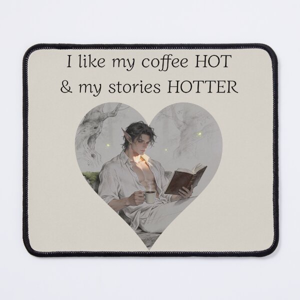 Item preview, Fantasy Elf Book Boyfriend Reading Coffee Heart Illustration designed and sold by FIREDesignsPOD.