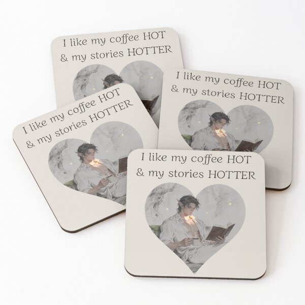 Item preview, Fantasy Elf Book Boyfriend Reading Coffee Heart Illustration designed and sold by FIREDesignsPOD.