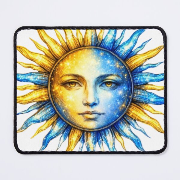 Item preview, Gold and Blue Celestial Sun – Cosmic Balance Artwork designed and sold by Aurora & Ink Artworks .