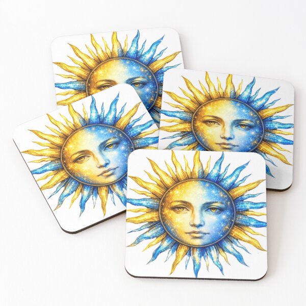 Item preview, Gold and Blue Celestial Sun – Cosmic Balance Artwork designed and sold by Aurora & Ink Artworks .