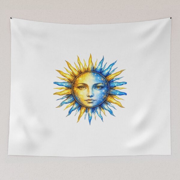 Item preview, Gold and Blue Celestial Sun – Cosmic Balance Artwork designed and sold by Aurora & Ink Artworks .