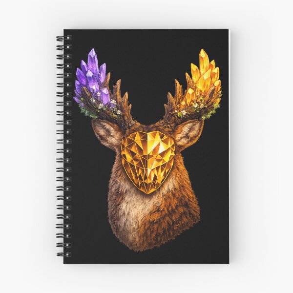 Item preview, Masked Crystal Deer — Amethyst Gold Antler Dark Fantasy Wildlife Art designed and sold by ArtoryWorks.