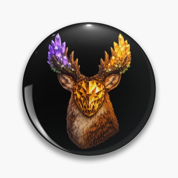 Item preview, Masked Crystal Deer — Amethyst Gold Antler Dark Fantasy Wildlife Art designed and sold by ArtoryWorks.