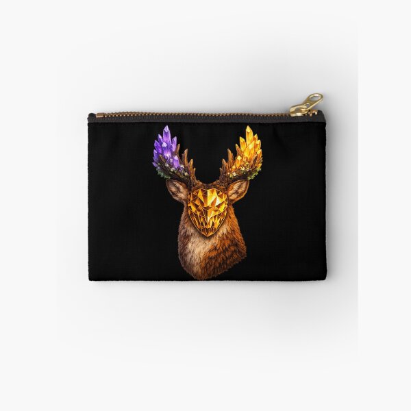 Item preview, Masked Crystal Deer — Amethyst Gold Antler Dark Fantasy Wildlife Art designed and sold by ArtoryWorks.