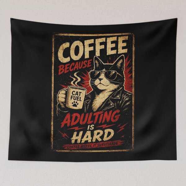 Item preview, Coffee Because Adulting Is Hard Funny Cat Caffeine Humor designed and sold by Modaozushi216.