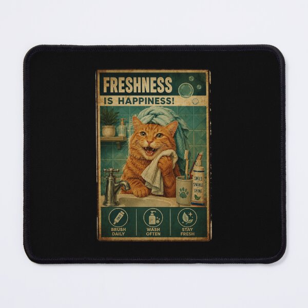 Item preview, Funny Fresh Cat Bathroom Poster Retro Hygiene Humor designed and sold by eliramaison.