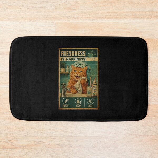 Item preview, Funny Fresh Cat Bathroom Poster Retro Hygiene Humor designed and sold by eliramaison.