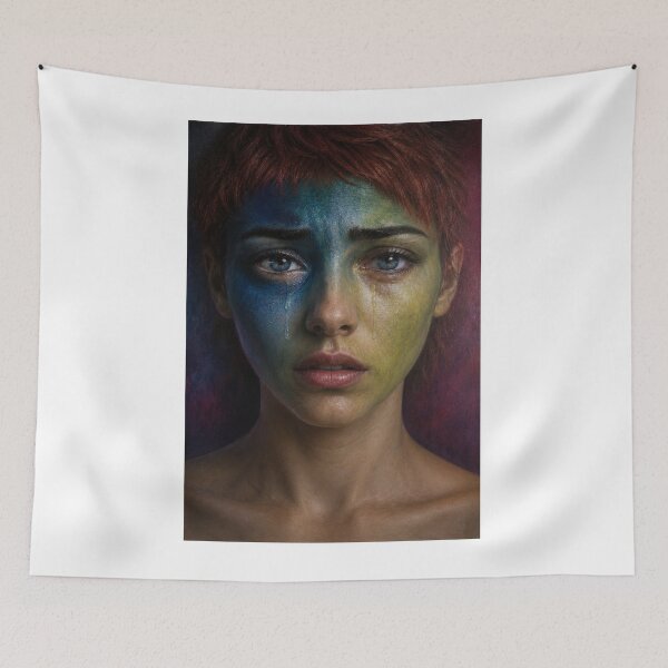 Item preview, young crying woman with red hair designed and sold by cloude-vigal.