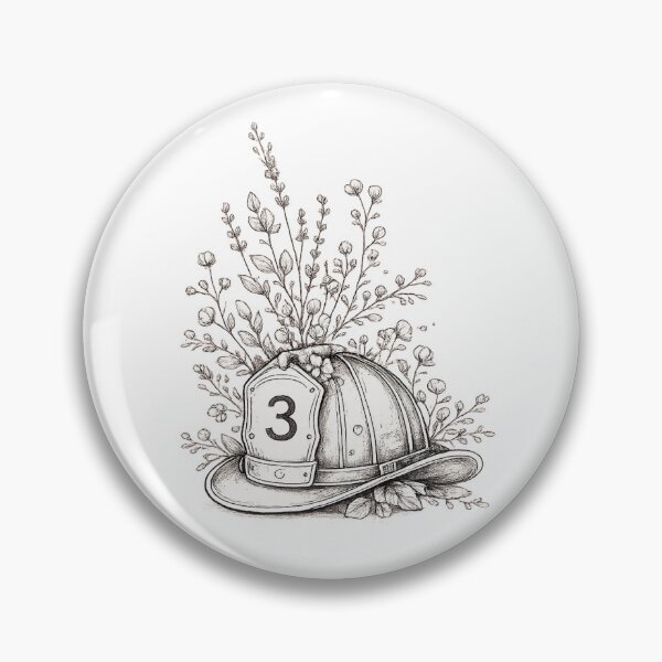 Item preview, Firefighter Helmet Wildflower Sticker | Minimalist Floral Firefighter Design designed and sold by Smoke & Wildflowers.