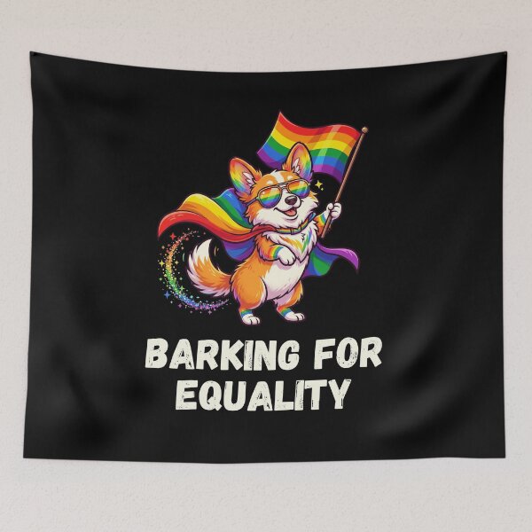 Item preview, BARKING FOR EQUALITY Corgi Rainbow Pride Dog designed and sold by snowry.