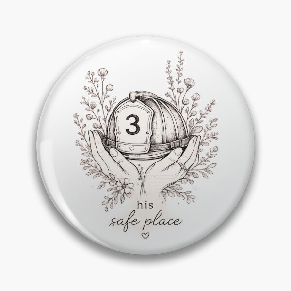Item preview, His Safe Place | Fire Wife Floral Firefighter Helmet Sticker designed and sold by Smoke & Wildflowers.