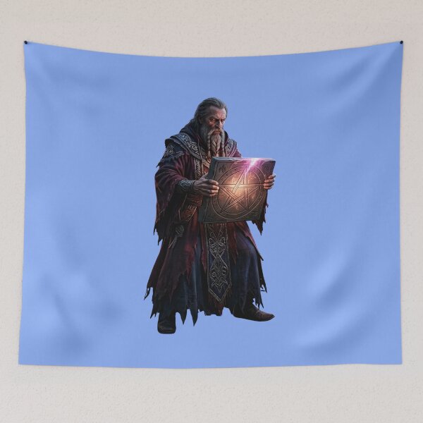 Item preview, Fantasy Dwarf Mage Runesmith holding Magic Spell Book designed and sold by Utopian-Magic.