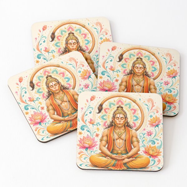 Item preview, Meditating Hanuman | Spiritual Yoga Mandala Art designed and sold by ravuh.