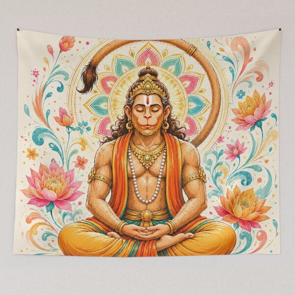 Item preview, Meditating Hanuman | Spiritual Yoga Mandala Art designed and sold by ravuh.