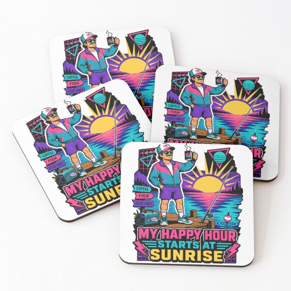 Item preview, My Happy Hour Starts At Sunrise Fishing Humor designed and sold by Squiggle Happy.