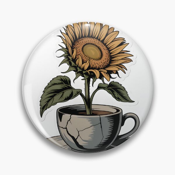 Item preview, Sunflower Growing From Teacup Minimal Botanical Design designed and sold by Naviora.