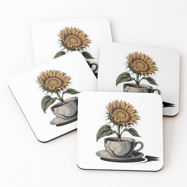 Item preview, Sunflower Growing From Teacup Minimal Botanical Design designed and sold by Naviora.