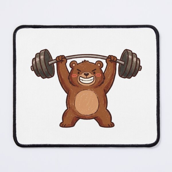 Item preview, Beast Mode Gym Bear Weightlifting Barbell Illustration designed and sold by TaiwanMemory.