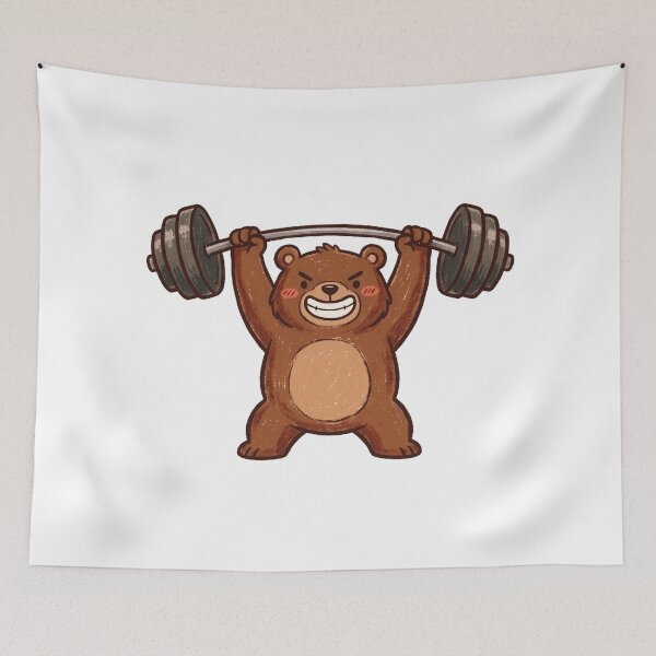Item preview, Beast Mode Gym Bear Weightlifting Barbell Illustration designed and sold by TaiwanMemory.