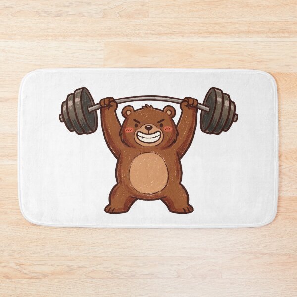 Item preview, Beast Mode Gym Bear Weightlifting Barbell Illustration designed and sold by TaiwanMemory.