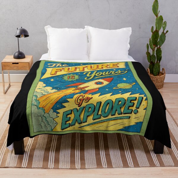 Item preview, Retro Rocket Space Poster The Future Is Yours Go Explore designed and sold by ferminhays.
