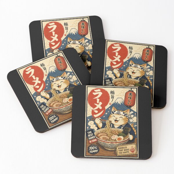Item preview, Kawaii Ramen Cat Vintage Japanese Noodle Shop Retro Poster designed and sold by eliramaison.