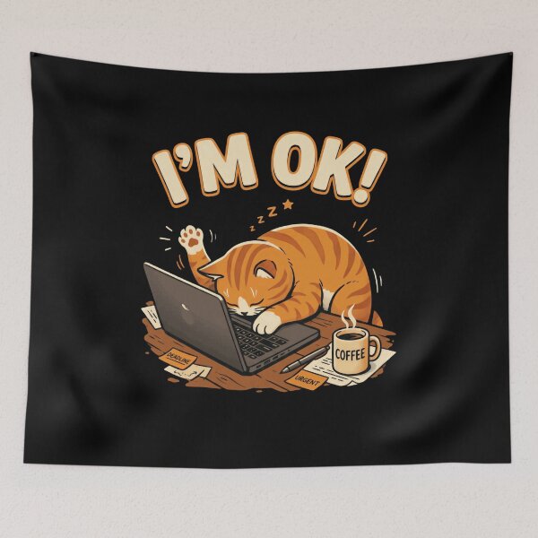 Item preview, I'm Ok! Overworked Programmer Coffee Cat designed and sold by RetroMini2026.