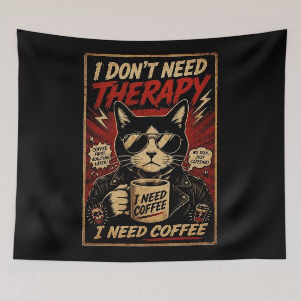 Item preview, Funny Coffee Cat Vintage Poster Retro Caffeine Attitude designed and sold by Modaozushi216.