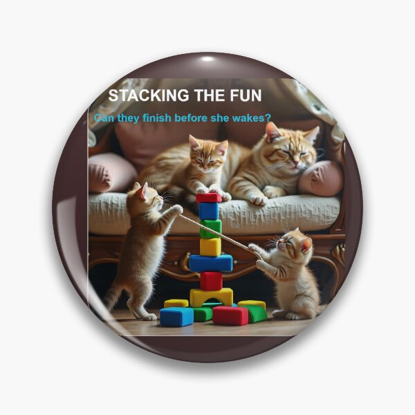 Item preview, Mischievous Ginger Kittens Building Block Tower Next to Sleeping Mother Cat designed and sold by Creative-RE.