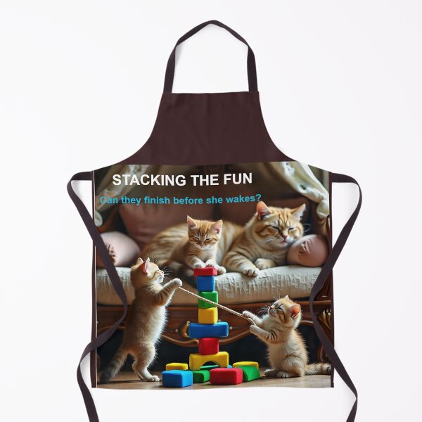 Item preview, Mischievous Ginger Kittens Building Block Tower Next to Sleeping Mother Cat designed and sold by Creative-RE.
