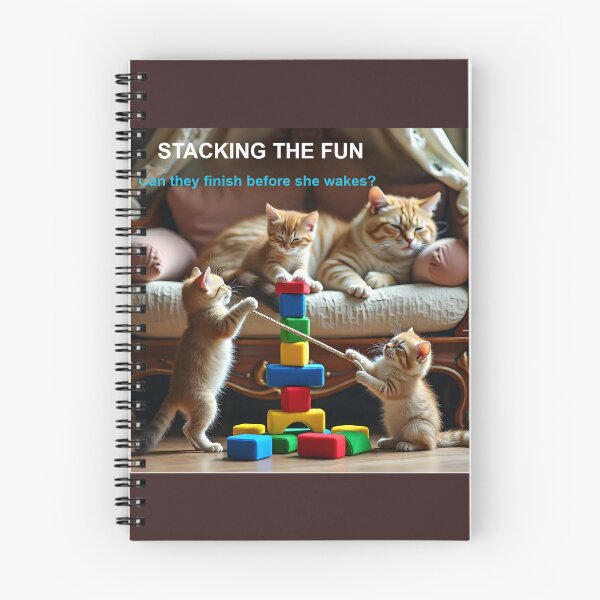 Item preview, Mischievous Ginger Kittens Building Block Tower Next to Sleeping Mother Cat designed and sold by Creative-RE.