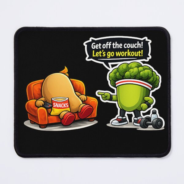 Item preview, Lazy Potato vs Gym Broccoli — Funny Workout Motivation Cartoon Art designed and sold by ArtoryWorks.