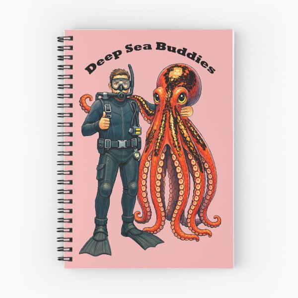 Item preview, Vintage SCUBA Diving Diver Posing with a Giant Red Octopus URM designed and sold by urmaddad.