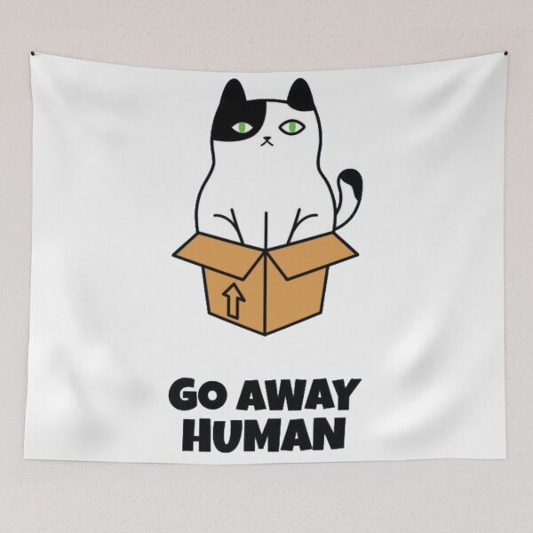 Item preview, Go Away Human Grumpy Cat Box Meme designed and sold by GenZFashion000.
