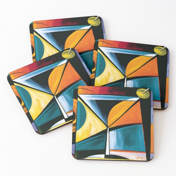 Item preview, Cocktail Geometry After Dark - Vibrant Abstraction Crafted from Bold Lines Color and Modern Elegance designed and sold by OlfactoART Studio.