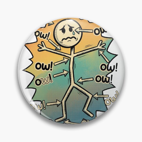Item preview, Funny Everything Hurts Ow Stick Figure Retro Comic Art designed and sold by Vermanartist.