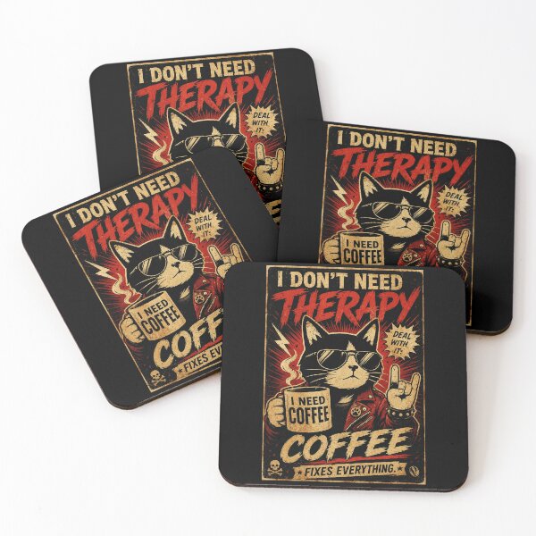 Item preview, Funny Coffee Cat Rocker Vintage Humor Caffeine Lover designed and sold by Modaozushi216.