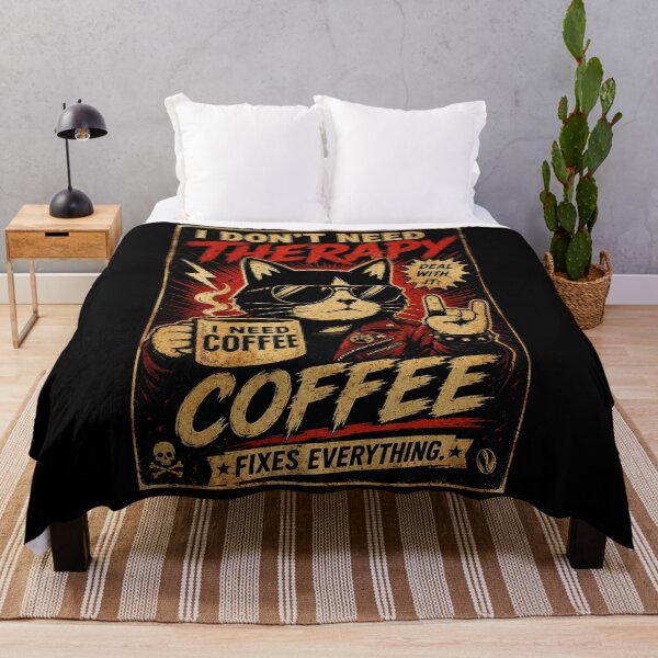 Item preview, Funny Coffee Cat Rocker Vintage Humor Caffeine Lover designed and sold by Modaozushi216.