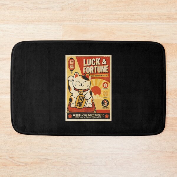 Item preview, Retro Lucky Cat Poster with Japanese Fortune Charm designed and sold by eliramaison.