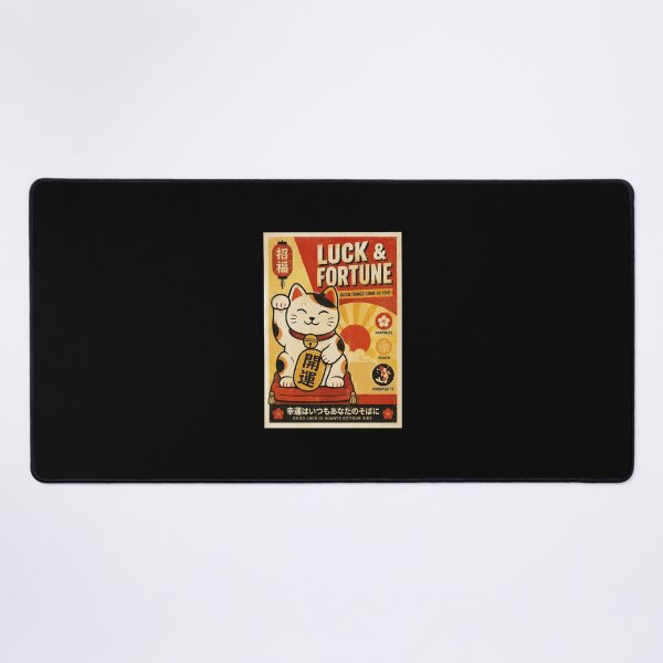 Item preview, Retro Lucky Cat Poster with Japanese Fortune Charm designed and sold by eliramaison.