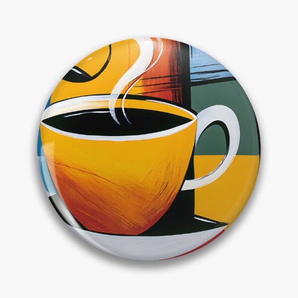Item preview, Coffee in Living Geometry - Steaming Cup Rendered Through Bold Color and Modern Abstract Design designed and sold by OlfactoART Studio.
