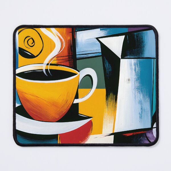 Item preview, Coffee in Living Geometry - Steaming Cup Rendered Through Bold Color and Modern Abstract Design designed and sold by OlfactoART Studio.