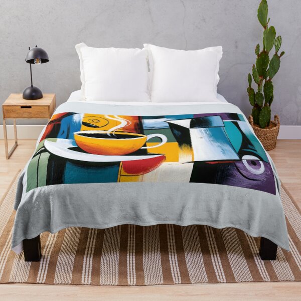 Item preview, Coffee in Living Geometry - Steaming Cup Rendered Through Bold Color and Modern Abstract Design designed and sold by OlfactoART Studio.